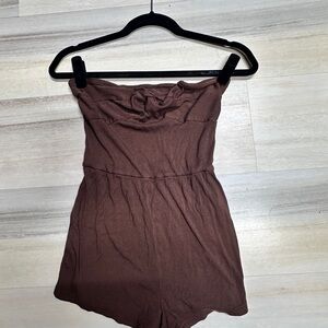 SHEIN Brown Strapless Jumpsuit